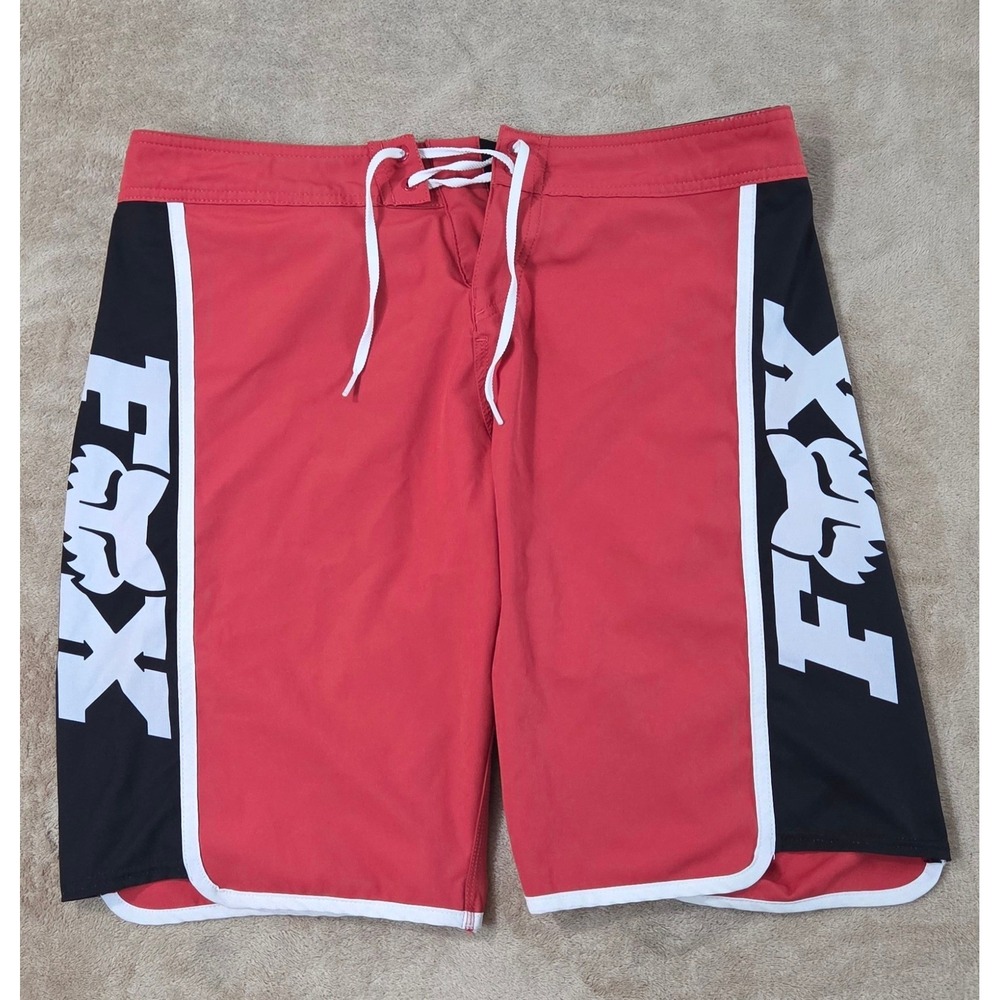 Fox Racing Mens Red Moto Cycling Bike Shorts Drawstring 23038-346 Size 34